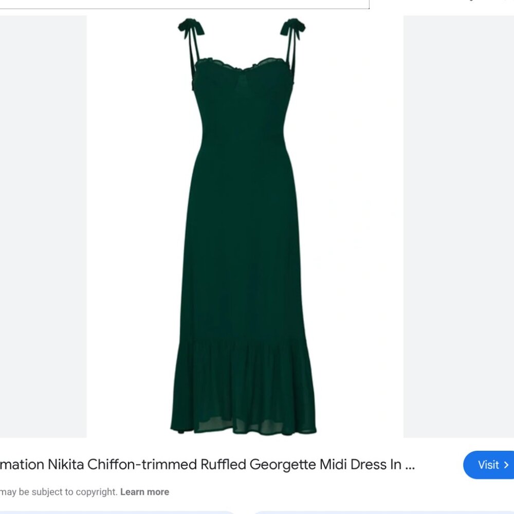 Reformation Nikita Emerald Green Dress Size 0 - Picture 3 of 12
